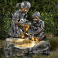 large outdoor garden copper sculptures metal craft child water fountain statues